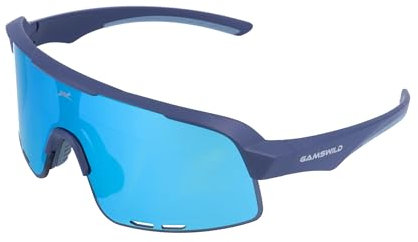 Gamswild WS6046 Sportbrille Sonnenbrille TR90 Fahrradbrille Skibrille Damen Herren Unisex Einscheibenmodell| blau | pink| schwarz |, Farbe: Blau