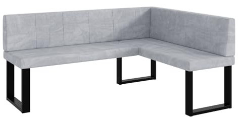 MEBLINI Eckbank für Esszimmer - Küchenbank - Essecke - Sitzecke Küche - Peter - U-Beine 128x168x87cm Rechts - Hellgrau Samt
