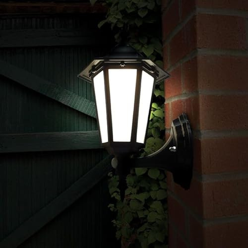 Eterna LED 7W Lantern Outdoor Outside Wall Light Garden Porch Patio Garden Traditional IP44 Weatherproof - 2 Year Warranty - VECOFBK (with Sensor)