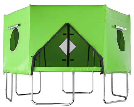 Trampolin Outdoor Zelt - 427cm Kindertrampolin Überdachung Abdeckung - Grünes Zubehör für Gerade Stangen Trampoline mit 6 Stangen für Wind und Sonnenschutz
