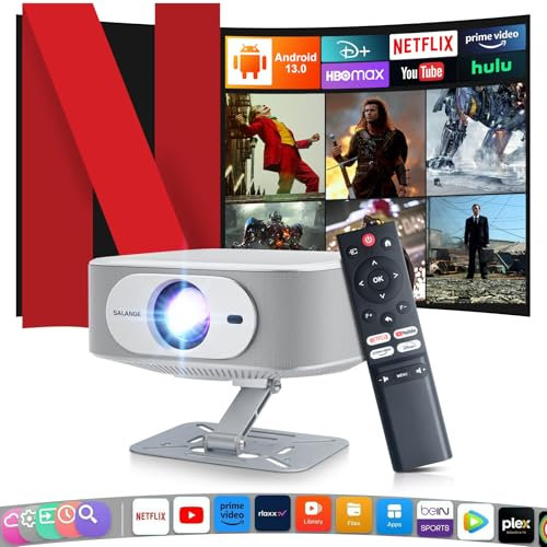【Android 13 & Officoal Netflix】2025 Upgraded Eroshoo Smart Projector Built-in Netflix,Prime Video,800ANSI 4K Supported Native 1080P Proyector with WiFi6 BT5.2,Movie Projector Electric Focus & Keystone