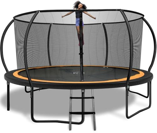 TruJump Pro Trampolin 3,6 m, 4,6 m, 4,6 m, 4,6 m mit Gehäuse, robustes Outdoor-Trampolin mit W-Bein-Stabilität, gebogenen Stangen, UV-beständiger Sprungmatte und ASTM-zertifizierter Sicherheit für