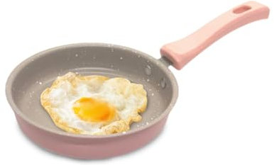 12cm Mini Frying Pan for One Egg, Non Stick Frying Pan Small Egg Pan with Mineral Coating, Pink Pancake Pan for Breakfast Portable Omelet Nonstick Frying Pans for Gas Stove Induction Hob