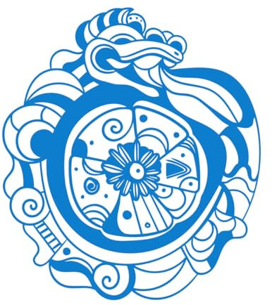 Tatouage maya noir complexe Stickers muraux en PVC 51x57.9cm Amovible sans laisser de colle Bleu