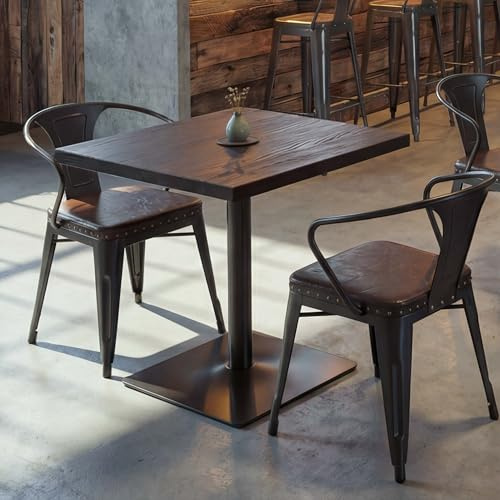 Mendler Bistrotisch HWC-H10 70x70cm Metall - Dunkelbraun | Bartisch, Thekentisch, Industrial, Gastro, Ulme, Massivholz