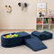 HOMFME Parcours Motricité Enfant avec Piscine à Balles, Aire de Jeux en Mousse Haute Densité 5 Pièces, Jeux d’Escalade et d’Activités pour Intérieur, Idéal pour Salle de Chambre (Bleu Foncé)
