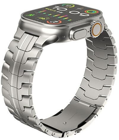 honyeuk Correa de acero inoxidable para Apple Watch Ultra2, pulsera de metal ultra para iWatch 10, 9, 8, 7 SE(Titanium,49mm)