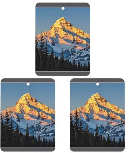 3-Pack Car Air Freshener Cards Double Sided Hanging Mountain Pine Tree Print Air Freshener Scented Cards for Car, Room, Bathroom | Long-Lasting Fragrance, Black-style