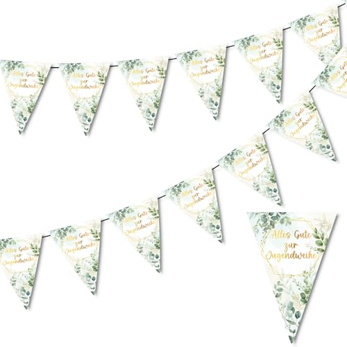 Afritee Jugendweihe Wimpelkette Girlande Deko, 2 Stück Alles Gute Zur Jugendweihe Girlande Banner Deko Für Mädchen Junge, Erwachsener Ritual Wimpelkette Party Deko
