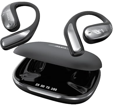 PAXA Vogbuds5Proai Auricolari Traduttore Ia, Auricolari Open-Ear Wireless 3-In-1 Con App, Traduttore Vocale Bluetooth 5.4, Cuffie Intelligenti Con Display Led, Autonomia Fino A 40 Ore, Nero