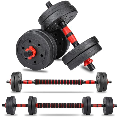 Verstellbares Hantelset Freihanteln mit Verbindungsstange Kurzhantel Langhantel Kettlebell Set für Damen und Herren Home Gym Training Fitness