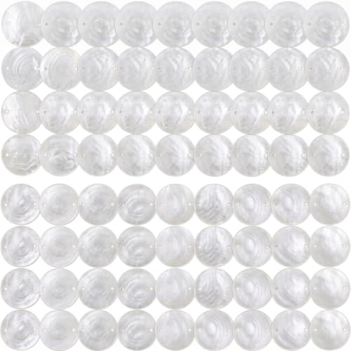 Faroby 100 pièces de coquillages Capiz en vrac, coquillages Capiz pour l'artisanat 2 pouces double trou naturel pour carillons éoliens bricolage, éclairage, ornements, blanc, en vrac
