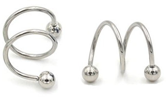 ODETOJOY Punk-Spirale Twister Barbell Ohrring für Männer Gauge 16G Kugel 316L Edelstahl eloxiert S Doppel Ohr Knorpel Helix Lippe Ringe Frauen Tragus Piercing Rock Clip Körperschmuck