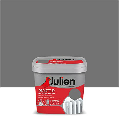 Julien Peinture Radiateur Acrylique, Fer, Cuivre, Alu, zinc - Direct sans sous-couche, Satin, Pierre de Lave, 0,75 L