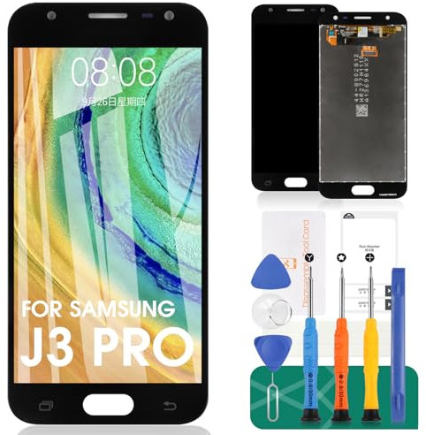 SRJTEK Für Samsung Galaxy J3 2017 J330 / J3 Pro 2017 J330 DUOS J330G J330L J330F J330FN J330DS J3300 12,7 cm (5 Zoll) LCD-Display Touchscreen Digitizer Glas Assembly Full Replacement Part (Schwarz)