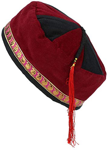 Siesta Nepalesisch Velvet Rauchen Hut - Rot Schwarz, L