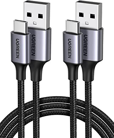 UGREEN USB C Charger Cable 2 Pack USB to USB C Cable Fast Charging Lead QC 3.0 Data Transfer Compatible with iPhone 16/15 Galaxy S24 S23 Ultra Redmi Note 9 Mi 13 Pixel 7 6 Huawei P60 P50 (3M)