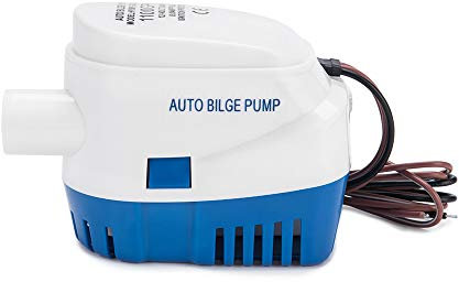 Dontmiss Pompa di sentina automatica sommergibile per piccole imbarcazioni, 12 V, 1100 gph automatica, con interruttore galleggiante, per barche (diametro di uscita: 1 1/8) (1100 GPH)