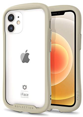 iFace Reflection Custodia Paraurti per iPhone 12 Mini - Simpatica Cover Ibrida Antiurto [vetro temperato 9H + Bumper case] Compatibile Con la Ricarica Wireless – Beige