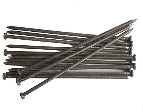 WOCHOLL Piques d'ancrage ronds en métal de 25,4 cm, pour tuteurs de gazon artificiel, bordure pavée, barrière contre les mauvaises herbes, bois, menuiserie, camping et plus encore (Noir)