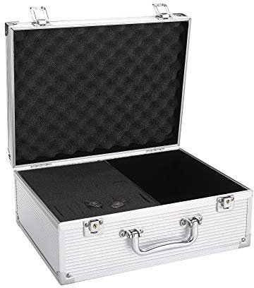 Tattoo Kit Box Case,Tattoo Machine Box Big Size 12.6 x 9.5 x 5.1 W/Lock Makeup Carrying Bag Storage Case Organize with Clasp,Aluminum Alloy with Sponge for Tattoo Cosmetic Makeup Tools (Silver