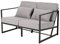 Mingone 2 Sitzer Sofa Klein Couch mit Armlehnen Gepolsterter Sofa mit Leinen Retro Sofa Metall für Wohnzimmer Empfang Café, 114 x 72 x 72cm(Taupe)