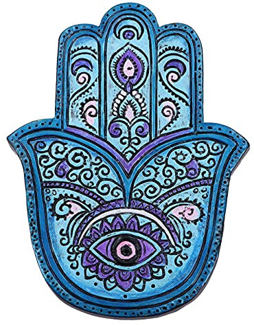 Nemesis Now Lot de 4 brûleurs d'encens Hamsa's Serenity Hand - Bleu - 12,5 cm