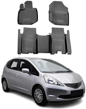 OMAC Fußmatten für Honda Jazz 2014-2021 TPE 4X Schwarz | Gummimatten, Automatten, Allwetter, fahrzeugspezifisches Produkt, Antirutsch, 3D-Passform, wasserdicht