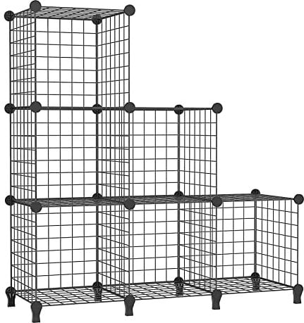 AWTATOS Estanteria Cubo, 6 Cubos Estanterias Almacenaje, Armario Modular, Estanteria Modular, para Salón, Dormitorio, Baño, Negro USCIH06BE