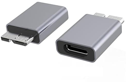 Adaptador USB C a Micro B, adaptador de cable de carga rápida tipo C a Micro B, adaptador micro B USB 3.0 a USB C 3.1 para disco duro externo Adaptador de cable SSD portátil HDD (paquete de 2)