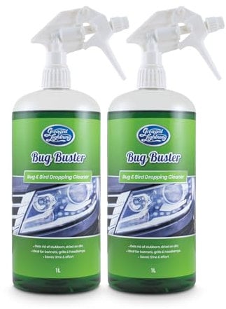 Greased Lightning Bug Buster Twin Pack - Bug and Tree Sap Remover - Removes Bird Droppings, Tar, Bugs, and Tree Sap - Safe for Windscreens, Mirrors, Bonnets, and More - 2 x 1 Litre