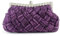 Pochette de fête de mariage pour femme - Sac à main tissé chic avec diamant - Sac de soirée, violet, Medium