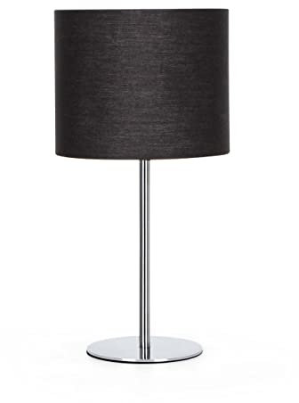LED Universum Tischleuchte Tischlampe Nachttischlampe Leseleuchte mit Stoffschirm schwarz E14 Sockel Metallfuß flach chrom - 7369