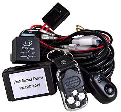 PICAA Kabelbaum LED Lightbar Kabelsatz Relais Adapter On-Off-Strobe-Fernbedienungsschalter DC 12V/40A für KFZ Arbeitsscheinwerfer Tagfahrleuchten Lichtleisten