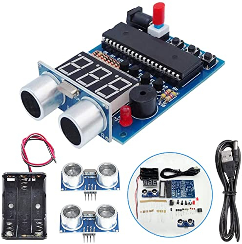 Youmile Allarme a ultrasuoni per imparare a saldare Kit elettronico con cavo da USB a CC maschio Custodia per batteria Modulo sensore a ultrasuoni, per esercitazioni di saldatura fai-da-te