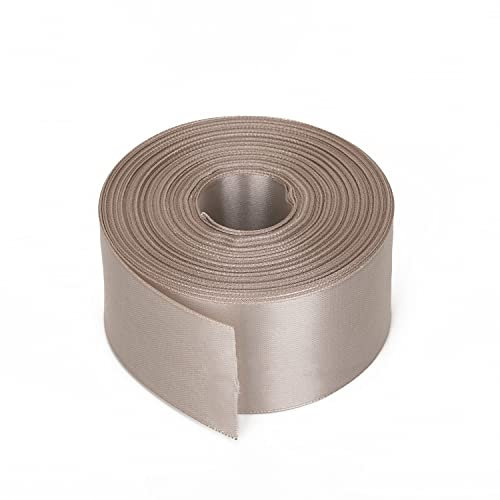Trimming Shop 40mmx 25 Meter Beidseitig Satin Polyester Band Rollen für Stoff, DIY Kunst & Handarbeiten, Haar Schleifen, Weihnachten Geschenke Einpacken, Hochzeit & Heim Deko, Nähen Projekt, Taupe
