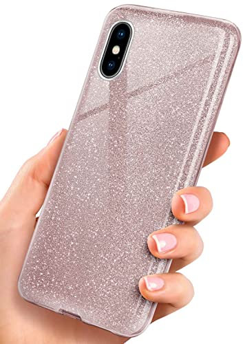 ONEFLOW Glitter Case für iPhone XS Max Glitzer Handyhülle mit Kameraschutz, Stylische Hülle Glitzernd, Dünne TPU Schutzhülle für Damen, Glitzerhülle Qi kompatibel, Rosa