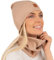 Mikos* Damen Set Mütze & Loop Baumwolle Long Beanie Hut mit Schal-Loop Herbst Winter Tolles Warm, Stretchy Elastischer, Wintermütze Junge-n Mädchen Streetwear 703 (Camel)