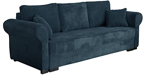 Mirjan24 Schlafsofa Olimpia Cord, Bettsofa mit abgerundete Armlehnen, Sofa mit Bettkasten und Schlaffunktion, Couchgarnitur, Schlafcouch, Sofagarnitur, Wohnlandschaft, Beste Qualität (Poso 05)