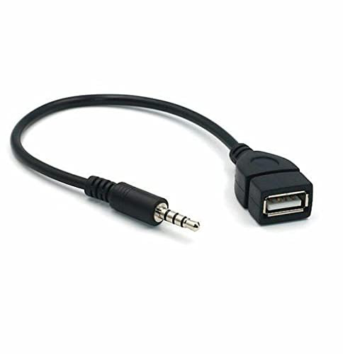USB to 3.5mm Jack Adapter, AUX to USB Audio Converter Cable for Car Stereo, Audio/MP3/CD Player, External U Disk, Speaker | BLACK
