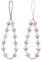 2Pcs Beaded Phone Bracelet Strap, Crystal Butterfly Pearl Beaded Phone Charm Strap Hand Wrist Lanyard for Telephone Keychain Charm for Women Girls (Purple, White)