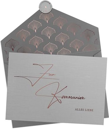 Joli Coon Zur Kommunion alles Liebe Klappkarte mit Kuvert und Wachssiegel - Glückwunschkarte zur Kommunion Karte
