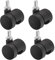 Sotech 4er Set Möbelrolle AACHEN mit M8 x 15 mm Gewinde (Ø 35 mm, 40 Kg Tragfähigkeit pro Rolle, 360 Grad drehbar, schwarz) Transportlenkrollen Doppel-Rollen leise und bodenschonend