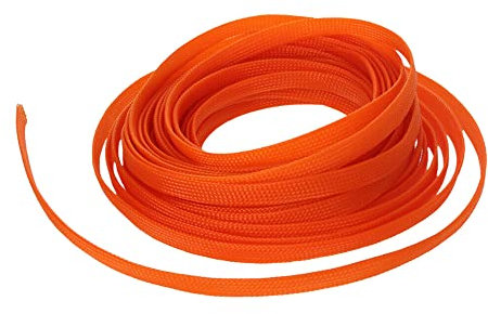 MOCNT PET Expandable Braided Sleeving Wire Braided Sleeve Cable Management Flexible Insulated Sheath Sleeve Loom Tubing Cable Tidy Protection Wrap Cover Orange 4mm 10Meters