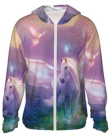 Kapuzenpullover für Erwachsene, langärmelig, UV-beständig, Pegasus Live in Fairyland, Unisex, Laufbekleidung für Wandern, Outdoor, Schwarz , XL