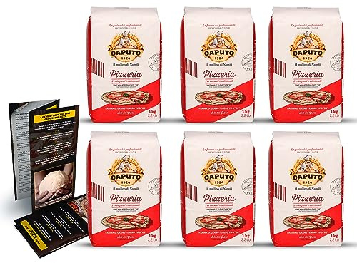 DELICRET - 6x1kg Caputo Pizzeria + Original Pizzarezept und Tipps | Gehzeiten bis 24h | Pizzamehl Typ 00 | Pizza Mehl