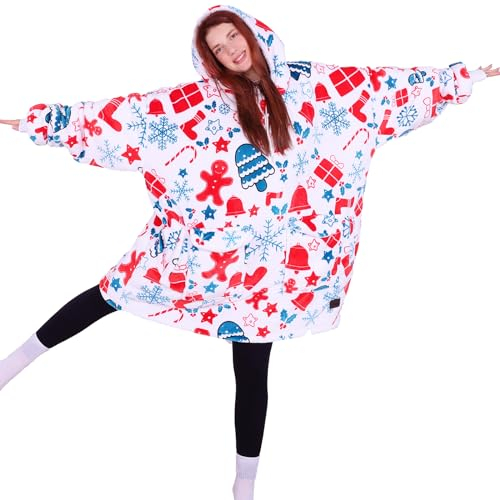 PanxHome Hoodie Decke, 480GSM Tragbare Hoodie Decke, Decke mit Ärmeln, Warm Kuscheldecke mit Ärmeln, EinheitsgrößE XL-5XL, Kuscheldecke Weich Lazy