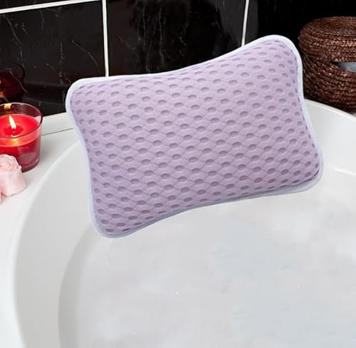 Badewannenkissen für Badewanne, Whirlpool, Kopf- und Nackenstütze mit 2 starken Saugnäpfen, Violett