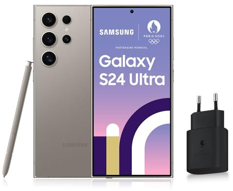 Samsung Galaxy S24 Ultra, Smartphone Android 5G, 256 Go, Chargeur Secteur Rapide 25W Inclus [Exclusivité Amazon], Smartphone déverrouillé, Gris, Version FR