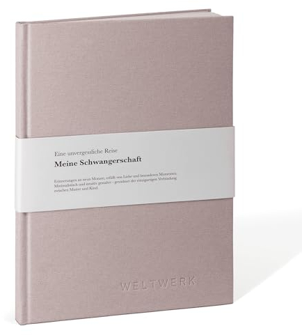 WELTWERK® Schwangerschaftstagebuch zum Selbstgestalten - minimalistisch, intuitiv - Tagebuch für die Schwangerschaft & Geschenkidee für Schwangere, Baby Geschenk (Steinbeige)